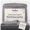 Bambaw Lenzuolo una piazza e mezza bambu, 180x290 cm, Lenzuola refrigeranti, anti acari e anallergiche, Lenzuola fresche estive anti sudorazione, Certificato Oeko-Tex (Grigio Scuro)
