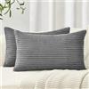 Topfinel Set di 2 Copricuscini 40x60 Grigio scuro a coste con motivo a righe Copricuscini decorativi Cuscini per divano Cuscini per il collo Cuscini per il divano Cuscini decorativi per il