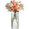 ComSaf Vasi Cilindrici in Vetro, Vaso Bud per Centrotavola, Vaso Scanalato Alto 20 cm Portacandele Hurricane Galleggiante, Vasi Decorativi per Fiori per Ricevimento di Matrimonio, Arredamento Casa