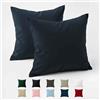 Dreamzie Federe 50x50 Cotone Rinforzato (Set da 2) - Blu Scuro - Trama Fitta a 57 Fili/cm² - Federe Cuscini 50x50 cm - Federe Cuscino 50x50 Certificate Oeko Tex - Dreamzie