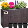 Casaria Fioriera Rettangolare 95x27x60 cm con 4 Vasi Interni in Polyrattan con Sistema di Drenaggio Fioriere Porta Vaso da Fiori Piante Divisorio Giardino Balcone Terrazza Marrone