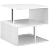 HOMCOM Tavolino Basso Da Salotto Due Ripiani Forma S 50 x 50 x 50cm Bianco