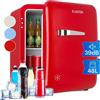KLARSTEIN Mini Frigo da Camera, Frigo Portatile da Camera, Frigorifero Piccolo da Ufficio, Mini Bar da Design Vintage, Ripiani Rimovibili, Portatile Campeggio e Skin Care 48L