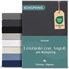 Twinzen Lenzuola Matrimoniali 200x200 cm Premium, Cotone con 5% Elastico - Altezza Profondo 40cm, Materassi Alti/Boxspring - Grigio scuro - Oeko-Tex