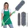 Vicloon Spolverino per Polvere Allungabile 2.2m 2-in-1 per Tapparelle Spazzola con 1 Manico+2 Piumini+1 Spazzola+1 Ganci Autoadesivi, Spolverino Microfibra Lavabile per Ventilatore Luci
