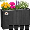 Casaria Fioriera Rettangolare 95x27x60 cm con 4 Vasi Interni in Polyrattan con Sistema di Drenaggio Fioriere Porta Vaso da Fiori Piante Divisorio Giardino Balcone Terrazza Nero