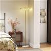HOMCOM Lampada da Terra Moderna con Luce LED Dimmerabile a 3 Luminosità, Lampada a Piantana con Paralume in Acrilico e Interruttore a Pedale per Camera da Letto e Soggiorno, Oro
