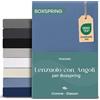 Twinzen Lenzuolo Piazza e Mezza Con Angoli 140x200 cm Premium, Cotone con 5% Elastico - Altezza Profondo 40cm, Materassi Alti/Boxspring - Blu - Oeko-Tex
