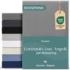 Twinzen Lenzuola Matrimoniali 180x200 cm Premium, Cotone con 5% Elastico - Altezza Profondo 40cm, Materassi Alti/Boxspring - Grigio - Oeko-Tex