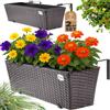 Casaria® 2x Fioriera Balcone 60cm 11L Rattan Supporto Esterno Interno Resistente agli Agenti Atmosferici e ai Raggi UV Rimovibile Ringhiera Vaso Portafiori Rettangolare Fiori Piante Marrone