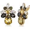 Clearine Clip On Matrimonio Orecchini per Donne Brial Bridesmaid Stunning Goccia Marquise Cut Rhinestone Statement per Prom Party Champagne Oro-fondo