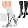 ACWOO Calze a Compressione per Donne e Uomo, 2 Paia Elastici Compressione Graduata Calzino, Calzini Atletici e Medici per Calcio, Corsa, Giri in Bici, Gravidanza, Viaggi in Aereo, 15-20 mmHg