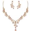 Clearine Set di gioielli da sposa per donna, collana a Y, orecchini pendenti, set impressionante cristallo a goccia, foglia di fiore, ballo per sposa, damigella d'onore, champagne, color