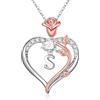 TINGN Collana da donna a forma di cuore, in oro bianco 14 carati, con ciondolo a forma di cuore, catena di compleanno, per donne, fidanzate, ragazze, regali di compleanno, matrimonio, Natale, San