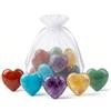 MilaBoo Set da 12 pezzi di pietre preziose a forma di cuore in pietra naturale, due dimensioni 20x10 mm o 25x14 mm, piccole pietre a forma di cuore in sacchetto di organza bianco, 2 cm, Pietra