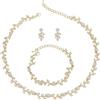 Clearine Set di gioielli da sposa per donne e spose, meravigliosi orecchini a forma di foglia di cristallo per damigella d'onore,