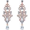 Clearine Matrimonio Sposa Orecchini per Donne Cristalli Vintage Goccia Hollow Chandelier Filigree pendenti Trasparente Rosa-Oro-fondo