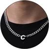 Esmoly Collana Uomo Argento Oro Nero Collana 6.5mm Cubana con Lettere A-Z 18+2 Inches 316L Acciaio Inossidabile 6.5mm Cuban Chain Regalo Uomo (Argento C)
