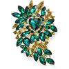 Clearine Marquise Cuore Shaped Rhinestone Cluster Foglia Spilla per Matrimonio Party Prom Smeraldo Colore Oro-Fondo