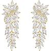 Clearine Sposa Long Goccia Orecchini 14K Oro placcato Marquise Trasparente Zirconia cubica Cluster pendenti per Donne Damigella d'onore