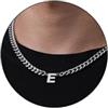 Esmoly Collana Uomo Argento Oro Nero Collana con Lettere A-Z 18+2 Inches 316L Acciaio Inossidabile 6.5mm Cuban Chain Regalo Uomo (Argento E)