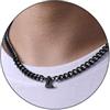 Esmoly Collana Uomo Argento Oro Nero Collana con Lettere A-Z 18+2 Inches 316L Acciaio Inossidabile 6.5mm Cuban Chain Regalo Uomo (Nero L)