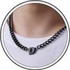 Esmoly Collana Uomo Argento Oro Nero Collana con Lettere A-Z 18+2 Inches 316L Acciaio Inossidabile 6.5mm Cuban Chain Regalo Uomo (Nero D)