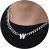 Esmoly Collana Uomo Argento Oro Nero Collana con Lettere A-Z 18+2 Inches 316L Acciaio Inossidabile 6.5mm Cuban Chain Regalo Uomo (Argento W)