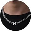 Esmoly Collana Uomo Argento Oro Nero Collana con Lettere A-Z 18+2 Inches 316L Acciaio Inossidabile 6.5mm Cuban Chain Regalo Uomo (Argento H)