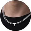 Esmoly Collana Uomo Argento Oro Nero Collana con Lettere A-Z 18+2 Inches 316L Acciaio Inossidabile 6.5mm Cuban Chain Regalo Uomo (Argento T)