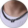 Esmoly Collana Uomo Argento Oro Nero Collana con Lettere A-Z 18+2 Inches 316L Acciaio Inossidabile 6.5mm Cuban Chain Regalo Uomo (Nero W)