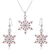 Clearine Elegante collana con ciondolo a forma di fiocco di neve, set di orecchini con gancio e penzoloni, bigiotteria dichiarativa, regalo di Natale invernale per donne, gemma diamantata Rosa