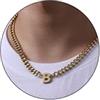 Esmoly Collana Uomo Argento Oro Nero Collana con Lettere A-Z 18+2 Inches 316L Acciaio Inossidabile 6.5mm Cuban Chain Regalo Uomo (Oro B)