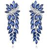 Clearine Sposa Long Goccia Orecchini Marquise Cluster pendenti per Donne Bridesmaid Matrimonio Guest Blu Argento-fondo