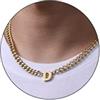 Esmoly Collana Uomo Argento Oro Nero Collana con Lettere A-Z 18+2 Inches 316L Acciaio Inossidabile 6.5mm Cuban Chain Regalo Uomo (Oro D)