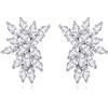 Clearine Marquise Goccia Sposa Orecchini Zirconia cubica Cluster Forato Matrimonio Gioielli per Donne Trasparente Argento-fondo