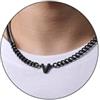 Esmoly Collana Uomo Argento Oro Nero Collana con Lettere A-Z 18+2 Inches 316L Acciaio Inossidabile 6.5mm Cuban Chain Regalo Uomo (Nero V)