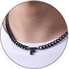 Esmoly Collana Uomo Argento Oro Nero Collana con Lettere A-Z 18+2 Inches 316L Acciaio Inossidabile 6.5mm Cuban Chain Regalo Uomo (Nero F)