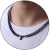 Esmoly Collana Uomo Argento Oro Nero Collana con Lettere A-Z 18+2 Inches 316L Acciaio Inossidabile 6.5mm Cuban Chain Regalo Uomo (Nero T)
