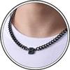 Esmoly Collana Uomo Argento Oro Nero Collana con Lettere A-Z 18+2 Inches 316L Acciaio Inossidabile 6.5mm Cuban Chain Regalo Uomo (Nero B)