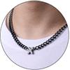 Esmoly Collana Uomo Argento Oro Nero Collana con Lettere A-Z 18+2 Inches 316L Acciaio Inossidabile 6.5mm Cuban Chain Regalo Uomo (Nero X)