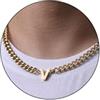 Esmoly Collana Uomo Argento Oro Nero Collana con Lettere A-Z 18+2 Inches 316L Acciaio Inossidabile 6.5mm Cuban Chain Regalo Uomo (Oro V)