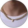 Esmoly Collana Uomo Argento Oro Nero Collana con Lettere A-Z 18+2 Inches 316L Acciaio Inossidabile 6.5mm Cuban Chain Regalo Uomo (Oro T)
