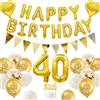 KISPATTI Decorazioni Compleanno 40 anni, Decorazioni Compleanno 40 anni Oro per Uomo Donna Palloncini Striscione Happy Birthday Palloncini Bianco e Oro Metallizzato Palloncino Numero 40 Decorazione per Torta