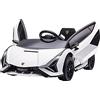 HOMCOM Macchina Elettrica per Bambini 3-5 Anni 12V Lamborghini SIAN Bianco
