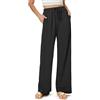 Glacspyg Ladies Pants Flowy Wide Leg Casual Beach High Waisted Drawstring Palazzo Pants con Tasche Nero M