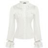 CURLBIUTY Donna Camicia Vintage Manica Lunga Colletto Alto con Decorazione in Pizzo e Polsini Svasati Nera Avorio