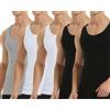 Falechay Canottiera Uomo Pacco da 5 100% Cotone Elasticizzato Fitness Canottiera Sportiva Nero Bianco Grigio XXL
