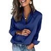 Zeagoo Camicia Donna in Raso di Seta Camicetta con Scollo V a Maniche Lunghe Blusa