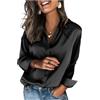 Zeagoo Camicetta da Donna in Raso Elegant Button di Seta Camicia per Lavoro Casual